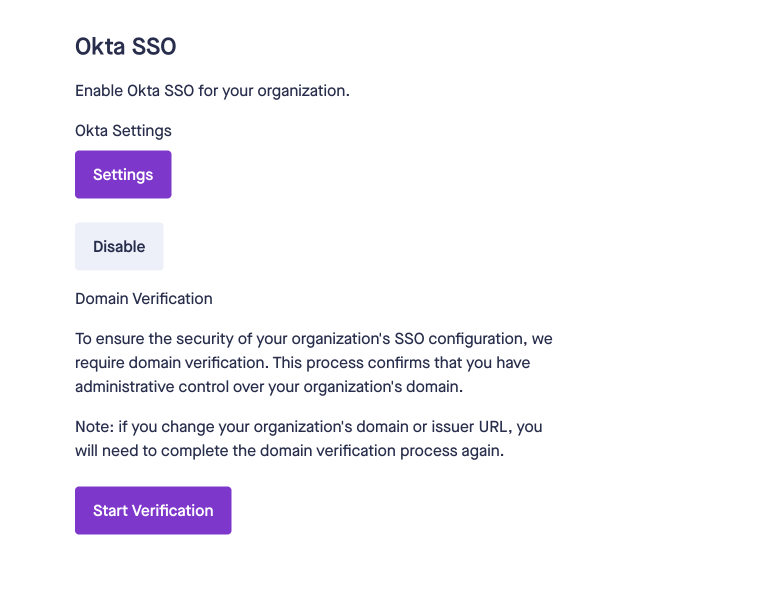 Okta SSO domain verification